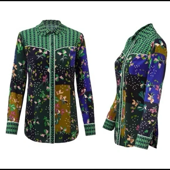 Cabi Bronco Patchwork Western Blouse - Picture 1 of 9